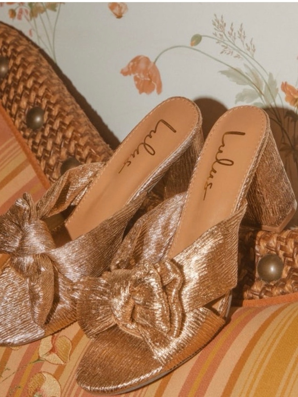 Lulu's Metallic Rose Gold Knot Dorothea Heels